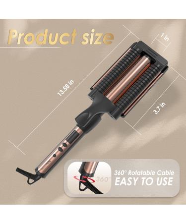 Novus 3 Barrel Waver Curling Iron - Anti-Scald 1 Inch Rapid Heating 3 Heat Settings for Deep Waves - Buy Online on GoSupps.com