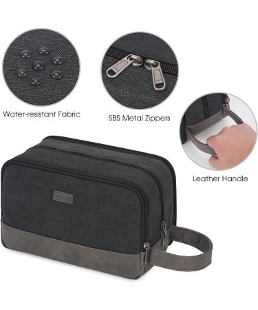 WANDF Men's Hanging Dopp Kit Travel Toiletry Bag - Water-Resistant Vegan Leather Shaving Bag in Black - Buy Online on GoSupps.com