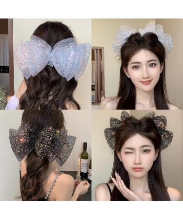 Women's Hair Bow Hair Clip with Sequins Tulle Bow Hair Clip Hair Pin Bow Hair Accessories Hair Clip Headwear for Women and Girls Wedding Party Banquet White - Buy Online on GoSupps.com