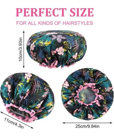 Abeillo 4 Packs Double Layer Shower Caps Reusable Bath Cap Waterproof Elastic Shower Hat Edge Covering Ears for Women Shower Spa Salon - Buy Online on GoSupps.com