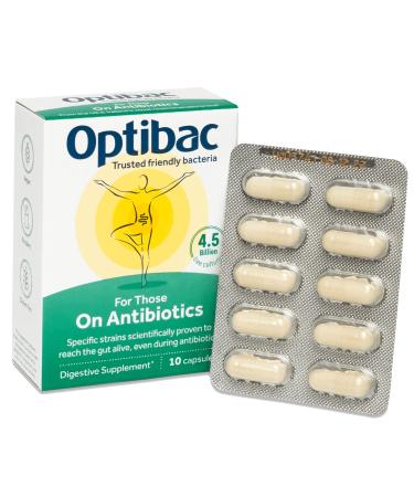 OptiBac for Those on Antibiotics | 4 Billion Friendly Bacteria Natural Supplement Course | Lactobacillus Acidophilus & Lactobacillus Rhamnosus | Researched Alongside Antibiotics | 10 Capsules 10 Count (Pack of 1)