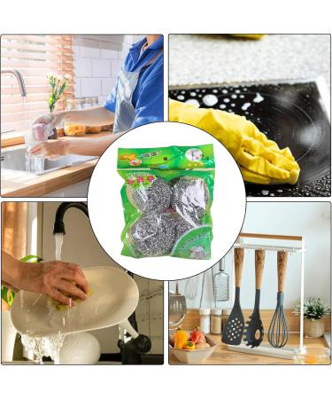 Fovolat Stainless Steel Scrub Ball - Steel Scrubber Ball - Solid Stainless Dishes Washing Scrubber Steel Scrubber Ball for Cookware - Buy Online on GoSupps.com