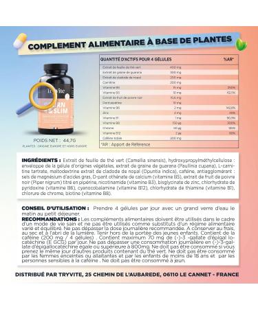 Fat Burner for Men and Women | Powerful and Effective Hunger Suppressant Slimming Weight Loss Quickly | TRYVITE Burn & Slim | 90 Capsules - Buy Online on GoSupps.com