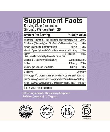 Host Defense MycoBenefits Focus Capsules - Mushroom Supplement for Brain Health Support - Neurological Function Aid for Adults - Includes Lion's Mane Reishi & B Vitamins - 60 Capsules (30 Servings) - Buy Online on GoSupps.com