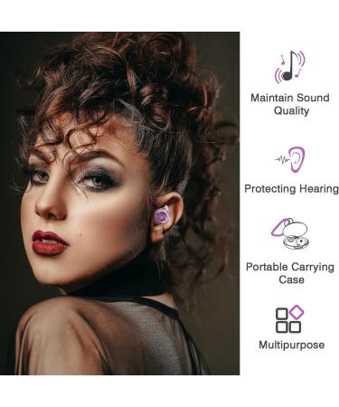 High Fidelity Concert Ear Plugs - 2 Pairs Silicone Noise Reduction 24dB for Festivals Nightclubs DJs & Musicians - Purple - Buy Online on GoSupps.com