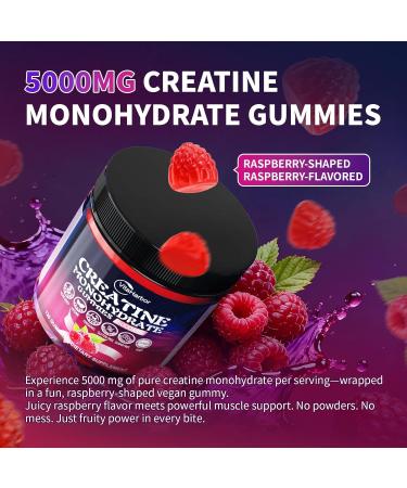 Creatine Monohydrate Gummies 5000mg for Men & Women Organic Pure Creatine Gummies | Sugar Free Vegan Non-GMO Raspberry Flavor 120 Count - Buy Online on GoSupps.com