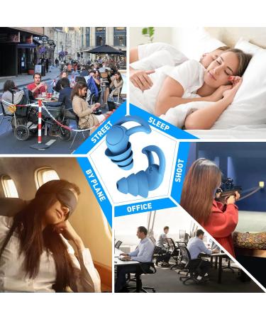 Soft Silicone Reusable Ear Plugs for Sleeping and Noise Reduction - Blue - Buy Online on GoSupps.com