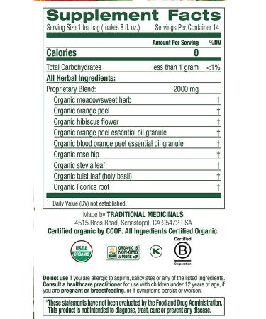 Buy Traditional Medicinals Organic Blood Orange Herbal Tea | Caffeine Free 14 Bags - Buy Online on GoSupps.com