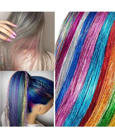 XFTOPSE Hair Tinsel 8 Colors Heat Resistant Sparkling Shiny Silk Fairy Hair for Women Girls Kids Glitter Extensions Tinsel Hair Kit for Cosplay Party Halloween Christmas Dress up - Buy Online on GoSupps.com