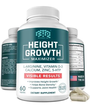 Height Growth Maximizer - Made in USA - Calcium Vitamin D3 & Zinc Blend to Grow Taller - Height Growth Pills for Kids & Adults - Bone Strength & Density Support - Height and Bone Growth Supplement 30.0 Servings (Pack of 1) White