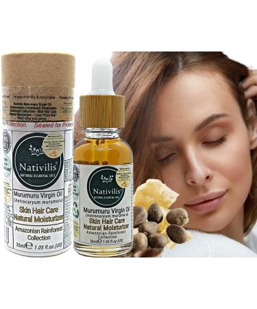 Nativilis Murumuru Virgin Oil (Astrocaryum murumuru) Amazonian Rainforest Collection Benefits: Skin Hair Care Natural Moisturizer Less frizzy hair - Won t clog your pores 30ml Copaiba properties