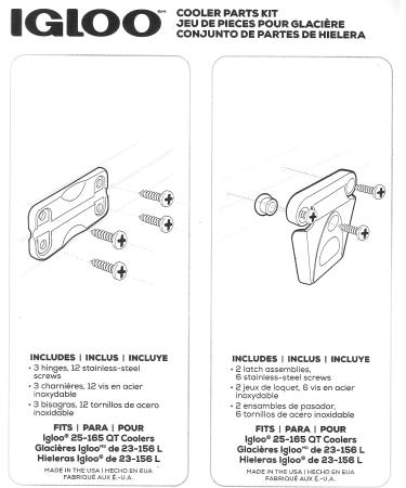 Igloo Cooler Latch and Hinge Plastic Parts Kit - Buy Online on GoSupps.com