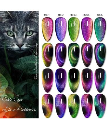6 Colours Cat Eye UV Gel Nail Polish Set - 9D Cat Eye UV Gel Polish for Nail Art Cat Eye Gel Nail Polish - Glitter UV Gel Nail Polish with Magnetic Pen DIY Art Manicure - Buy Online on GoSupps.com