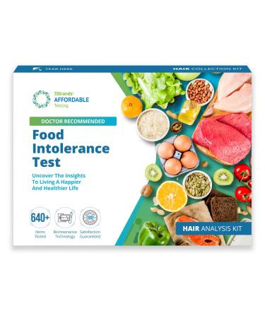 5Strands Food Intolerance Test, 640 Items Tested, Food Sensitivity at Home Test Kit, Accurate Hair Analysis, Health Results in 5-7 Days, Gluten, Soy, Dairy, Protein 640 Food Items