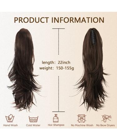 Isaic 22 Inch Claw Clip Ponytail Hair Extension - Dark Brown | Natural Wavy Sythetic Hairpiece for Women - Buy Online on GoSupps.com