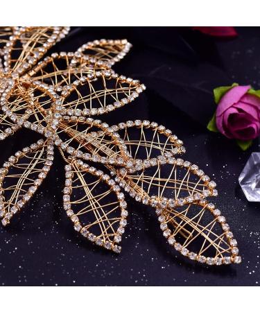 Eiaork Rhinestone Wedding Headpiece - Gold Leaf Bridal Headband Hair Vine for Bride and Bridesmaids - Buy Online on GoSupps.com