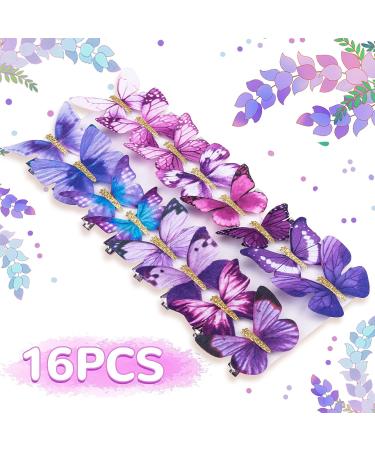 DEEKA 16 PCS Small Butterfly Hair Clips - Colorful Handmade 90s Barrettes for Women & Girls (Purple) - Buy Online on GoSupps.com