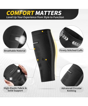 CAMBIVO Calf Compression Sleeves with Stabilizers - Shin Splint Support for Men & Women | Leg Brace Guard for Running - Black Small-Medium - Buy Online on GoSupps.com