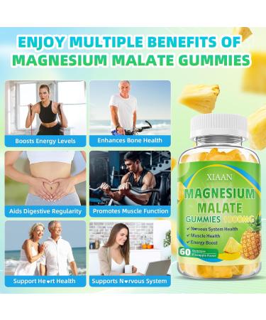 Magnesium Malate Gummies 1000mg Chewable Magnesium Malate Supplements with CoQ10 L-Theanine & Vitamin B6 for Energy Boost & Muscle Health Sugar-Free/Vegan Pineapple Flavor 60 Count Pineapple 60 Count (Pack of 1) - Buy Online on GoSupps.com
