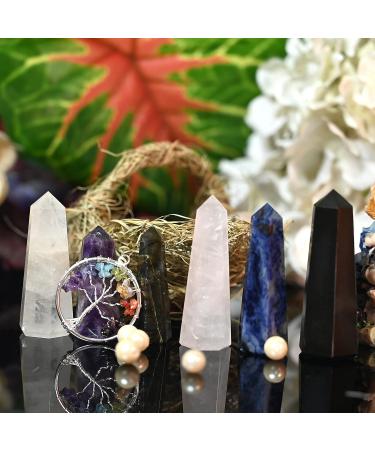 KACHVI Crystals Set - Healing Crystals & Gemstones for Energy, Luck, and Reiki - Rose Quartz, Amethyst, Lapis, Labradorite - 6 Pc Pencil & Wand Set - Buy Online on GoSupps.com