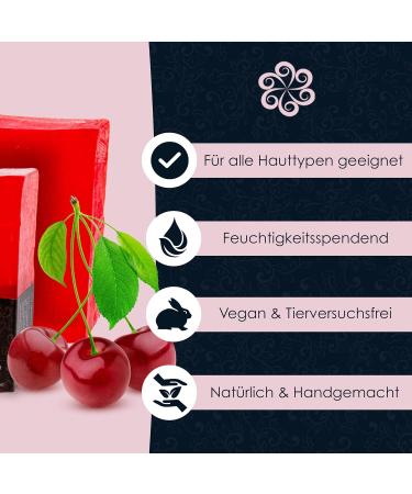 Panu Soaps Cherry | Vegan Natural Shower Gel & Solid Shampoo | Premium Soap Bar for All Skin Types | 110g Kirsche - Buy Online on GoSupps.com