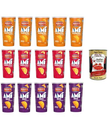 Amica Chips AMI' Crunchy BBQ, original, paprika 15 x 100 g, + Italian Gourmet Polpa 400 g
