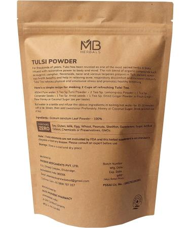 MB Herbals Organic Tulsi Powder 8 oz - USDA Certified | Premium Quality Ocimum Sanctum Tulasi for Tea | 0.5 lb (227g) Diet Supplement - Buy Online on GoSupps.com