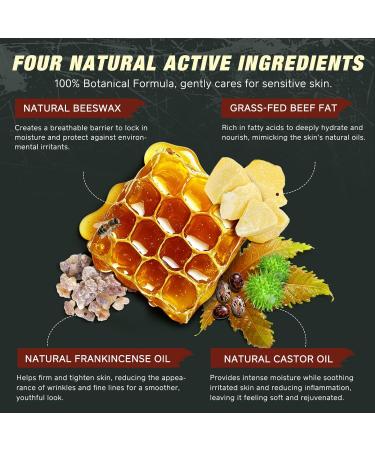 Handmade Tallow Balm with Organic Castor Oil & Frankincense Beef Tallow for Skin 100% Grass-Fed Tallow Moisturizer for Face & Body Sensitive & Dry Skin Care Natural Age-Defying Cream 4.2 oz - Buy Online on GoSupps.com