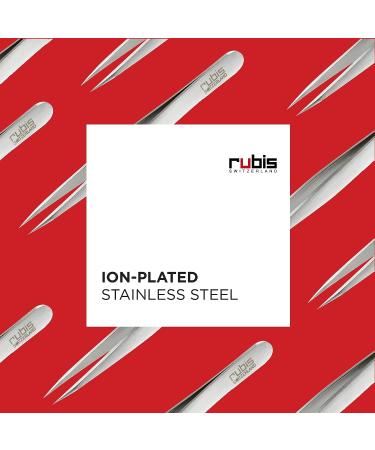Rubis Ion-Coated Stainless Steel Pointed Tweezers 4K002 - Swiss-Made Precision Tool for Eyebrow and Hair Removal - Buy Online on GoSupps.com