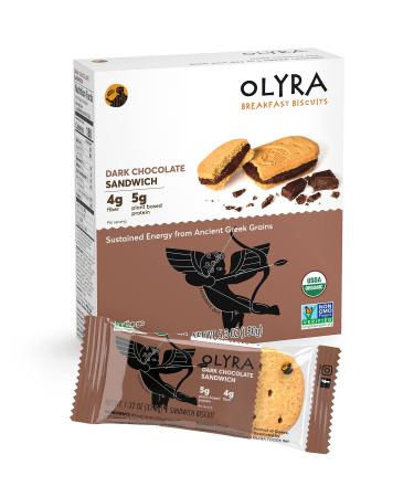OLYRA Organic Breakfast Sandwiches Biscuits Dark Chocolate Creme | Low-Sugar High Fiber Protein Vegan - Healthy Snacks Individually Wrapped Cookies (1 Box of 4 Packs, 1 Sandwich per Pack) Dark Chocolate 5.3 Ounce (Pack o - Buy Online on GoSupps.com
