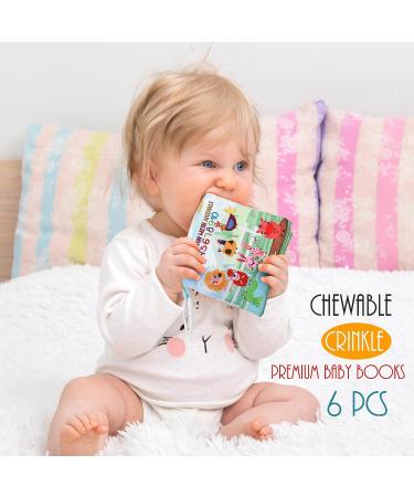 Soft Cloth Crinkle Baby Books Toys | Touch and Feel Books for Infants & Toddlers | 6-pcs Set for 0-2 Years Old | Baby Shower Gifts | Teether Toy & Sensory Soft Toy | Cute Animal Designs - Buy Online on GoSupps.com