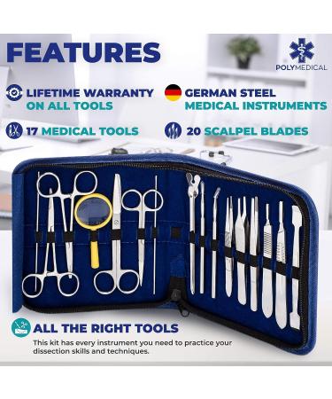 37-Piece Advanced Dissection Kit - High Grade Stainless Steel Instruments for Anatomy, Biology, Veterinary & Medical Students | Poly Medical - Buy Online on GoSupps.com