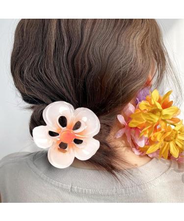 Floral Hair Clips Cute Acrylic Hawaiian Hair Clips | Women's Hair Barrettes Hair Styling Accessories Large Non-Slip Hair Clips for Beaches Orange1 - Buy Online on GoSupps.com