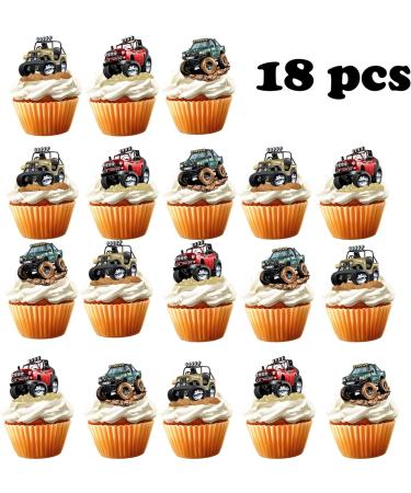 18pcs Jeep Cupcake Toppers for Boys Men Happy Birthday Baby Shower Off-road Vehicle Truck Cake Decorations Jeep Party Decorations Glitter Race Car Cake Decor - Buy Online on GoSupps.com