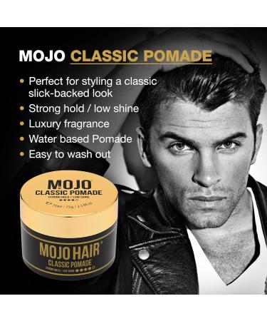 MOJO Hair Classic Pomade - Strong Hold, Low Shine, Water Based Styling Product for Men & Women - Luxury Fragrance - Washes Out Easily - 75ml (Pack of 1) - Buy Online on GoSupps.com