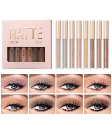 QiBest Liquid Matte Eyeshadow Set  8 Colors Matte Smokey Eye Looks Waterproof Long Lasting Quick-Drying Sparkling Eye Shadow Makeup Kits