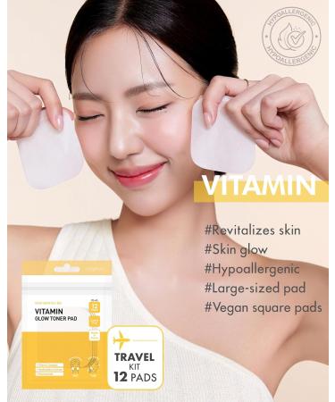 DERMAL Vitamin Toner Pads - Korean Glow-Boosting Toner with Vitamin C | Vegan Pure Cotton | Travel Kit (36 Pads - Buy Online on GoSupps.com