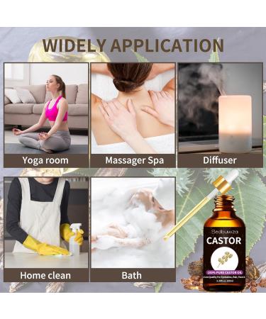 Sedbuwza Castor Essential Oil Cold Pressed 100% Pure and Natural Premium Castor Fragrance Oil with Eyelash Applicator and Dropper - 100ml Castor 100 ml (Pack of 1) - Buy Online on GoSupps.com
