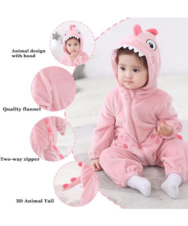 Doladola Unisex Kid's Costume Flannel Animal Hooded Romper - Pink Shark, Ages 2-3.5 Years - Buy Online on GoSupps.com