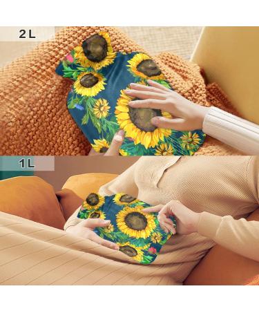 Sunflower Heat Bottle 1L - BPA-Free Pain Relief for Headaches Neck & Shoulders - Eco-Friendly Green Leaves Design - Buy Online on GoSupps.com