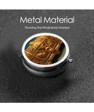 Buy Golden Treasure Chest Portable Metal Pill Box - 3-Compartment Mini Pill Organizer for Travel - Durable & Stylish Hinged Design - Buy Online on GoSupps.com