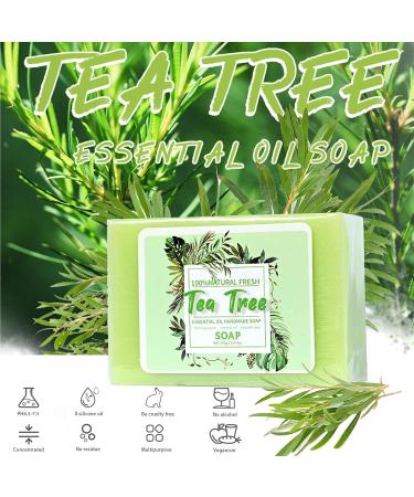 Organic Handmade Tea Tree Soap Antibacterial Natural Tea Tree Oil Soap Bar for Face & Body Acne Treatment Antifungal Scrub Soap Bar for Acne Spots Blackheads Cruelty Free - 140g - Buy Online on GoSupps.com