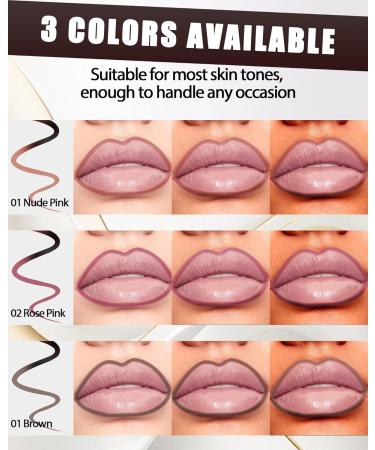 Peel Off Lip Liner Tattoo Nude Rose Crayon a Levre Peel Off Rouge a Levre Mat Longue Tenue Lip Stain Tint Sans Transfert Waterproof Smudge-proof Highly Pigmented Lipstick Maquillage Femme-01 01 Nude Rose - Buy Online on GoSupps.com