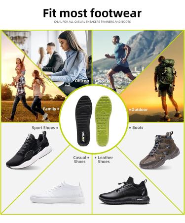 Memory Foam Insoles for Men Women - Air-Cross Replacement Shoe Inserts - Shock Absorbing Cushion Insoles for Foot Pain Relief - Black - Size 42EUR/US M 8.5/W 9.5 - Buy Online on GoSupps.com