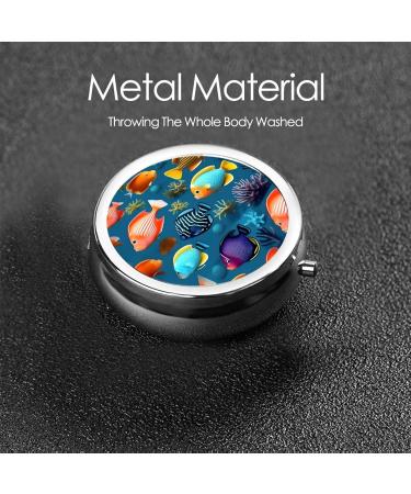 Submarine Reef Fish Round Pill Box 3 Compartment Portable Organizer for Travel | International Shipping Available - Buy Online on GoSupps.com