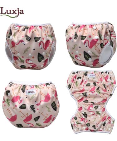 Luxja Reusable Baby Swimming Diapers (2-Pack) | Adjustable & Washable Swim Pants for 0-3 Years - Forest Flamingo + Stars Design - Buy Online on GoSupps.com