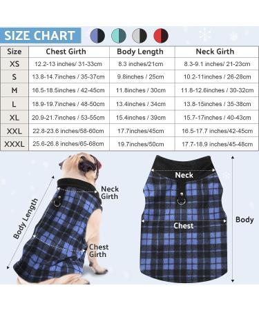Winter Fabric Dog Sweater with Leash Ring - Plaid S | Warm Fleece Vest Pullover Jacket for Small Dogs and Cats - Buy Online on GoSupps.com
