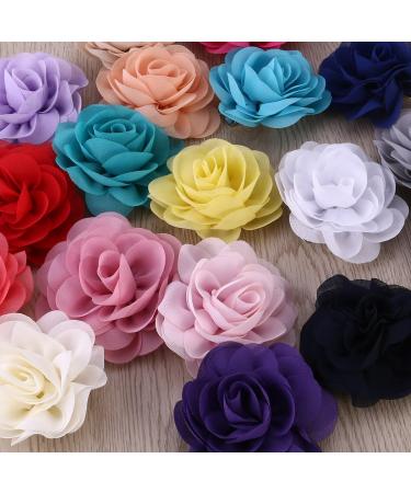 Frcolor 20pcs 3D Rose Flower Hair Clip Set - Chiffon Rose Clips for Women and Girls - Buy Online on GoSupps.com