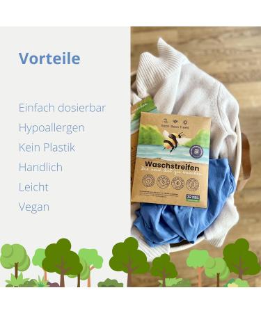 Seas Bees Trees Eco-Friendly Laundry Strips - 32 Sustainable Detergent Leaves for White & Colorful Washes | Fresh Linen Fragrance | Travel-Friendly & CO2 Saving - Buy Online on GoSupps.com