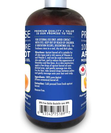 500ml (16oz) PURE 100% APRICOT MOISTURIZING OIL Moisturizes & Nourishes Hair Face and Skin Cold Pressed + UV Protected Made in Canada (500ml) 500 ml (Pack of 1) - Buy Online on GoSupps.com